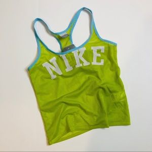 Nike NWT mesh logo tank green blue